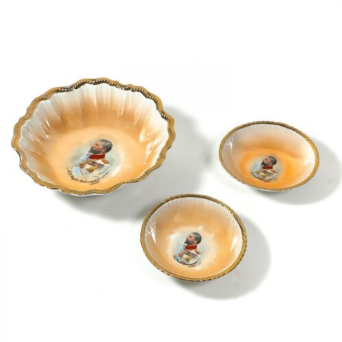 Fructieră și Două Boluri Din Porțelan, Cu Reprezentarea Regelui Ferdinand I, Atelier Victoria, Cehoslovacia 05